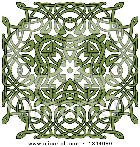 Clipart of a Green Celtic Knot Square Design 2 - Royalty Free Vector Illustration by Vector Tradition SM