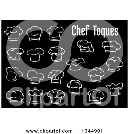 Clipart of White Chef Toque Hats on Black with Text 2 - Royalty Free Vector Illustration by Vector Tradition SM