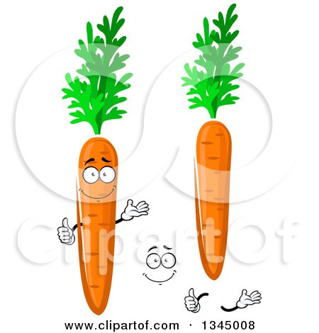 Clipart of a Cartoon Face, Hands and Carrots 2 - Royalty Free Vector Illustration by Vector Tradition SM