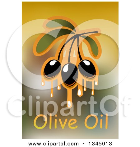 Clipart of Dripping Olives and Text over Blur - Royalty Free Vector Illustration by Vector Tradition SM