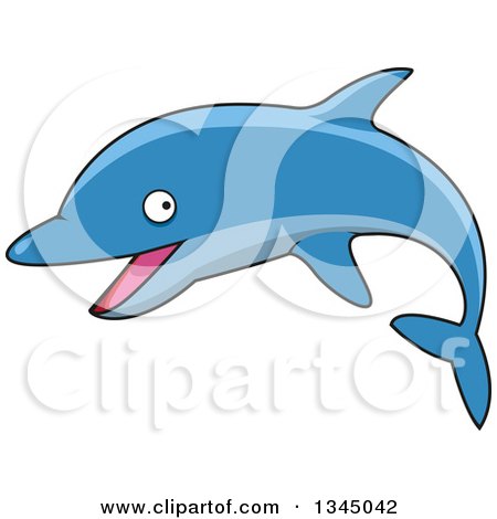 Clipart of a Cartoon Blue Dolphin - Royalty Free Vector Illustration by Vector Tradition SM