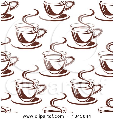 Clipart of a Seamless Background Pattern of Steamy Brown Coffee Cups 14 - Royalty Free Vector Illustration by Vector Tradition SM