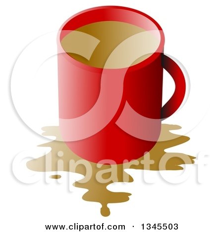 Clipart of a Red Coffee Cup with a Spill over White - Royalty Free Illustration by djart