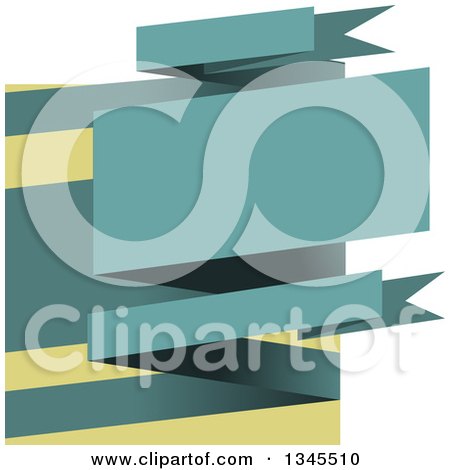 Clipart of a 3d Geometric Banner in Turquoise and Yellow - Royalty Free Vector Illustration by elaineitalia