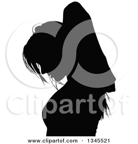 Clipart of a Black Silhouetted Party Woman Dancing 8 - Royalty Free Vector Illustration by dero