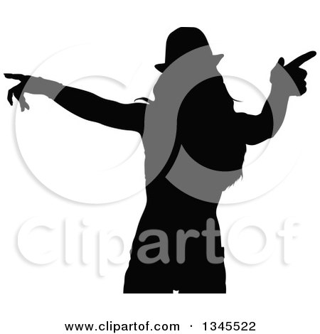 Clipart of a Black Silhouetted Party Woman Dancing 9 - Royalty Free Vector Illustration by dero