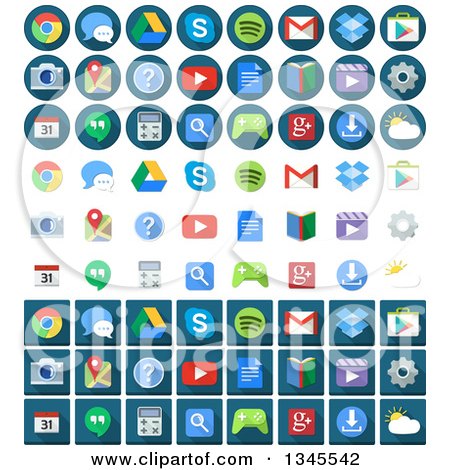 Clipart of Round, Square and Simple Android Application Icons - Royalty Free Vector Illustration by Liron Peer