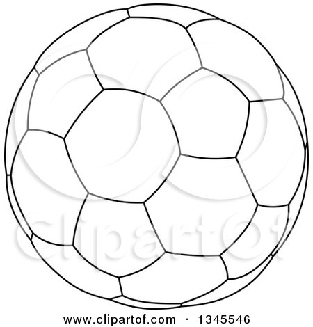 Clipart of a Black and White Outline Soccer Ball - Royalty Free Vector Illustration by Liron Peer