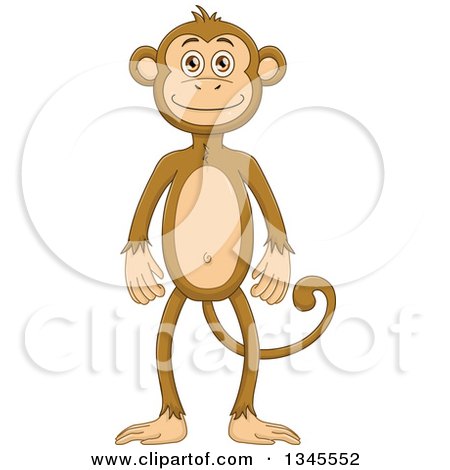 Clipart of a Cartoon Standing Monkey - Royalty Free Vector Illustration by Liron Peer