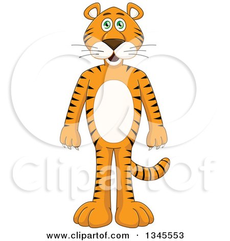 Clipart of a Cartoon Standing Tiger - Royalty Free Vector Illustration by Liron Peer