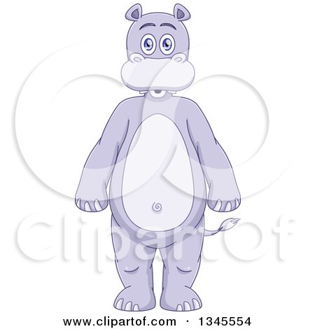 Clipart of a Cartoon Standing Purple Hippo - Royalty Free Vector Illustration by Liron Peer