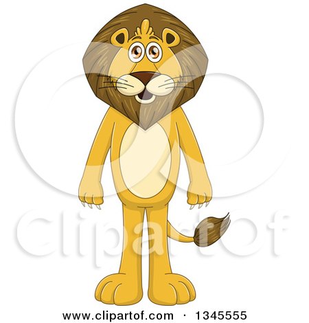 Clipart of a Cartoon Standing Male Lion - Royalty Free Vector Illustration by Liron Peer