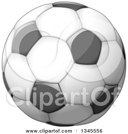 Clipart of a Shiny Grayscale Soccer Ball - Royalty Free Vector Illustration by Liron Peer