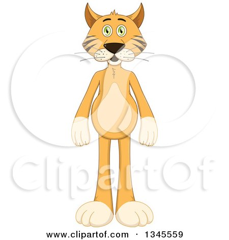 Clipart of a Cartoon Standing Ginger Cat - Royalty Free Vector Illustration by Liron Peer