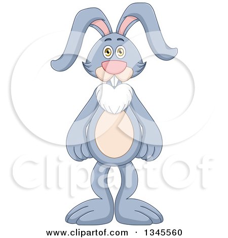 Clipart of a Cartoon Standing Rabbit - Royalty Free Vector Illustration by Liron Peer