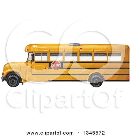Clipart of a Profiled Yellow School Bus - Royalty Free Vector Illustration by merlinul