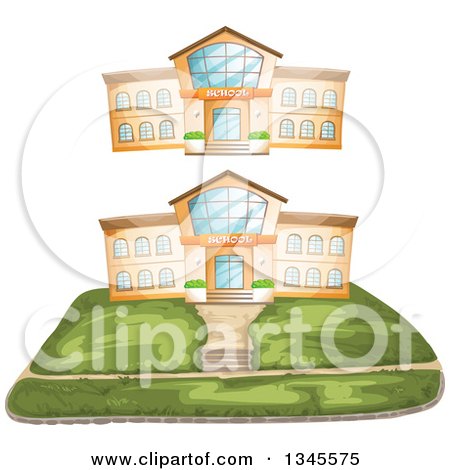 Clipart of School Building Facades - Royalty Free Vector Illustration by merlinul