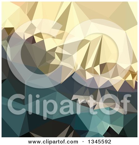 Clipart of a Low Poly Abstract Geometric Background of Ecru Brown Blue - Royalty Free Vector Illustration by patrimonio