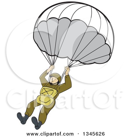 Clipart of a Cartoon Ww2 American Paratrooper Soldier - Royalty Free Vector Illustration by patrimonio
