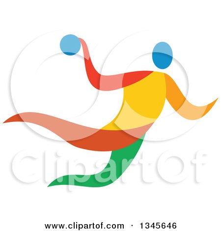 Clipart of a Colorful Athlete Handball Player - Royalty Free Vector Illustration by patrimonio