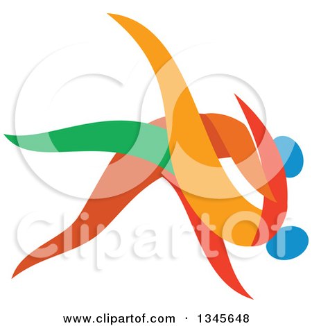Clipart of Colorful Martial Arts Judo Athletes Fighting - Royalty Free Vector Illustration by patrimonio