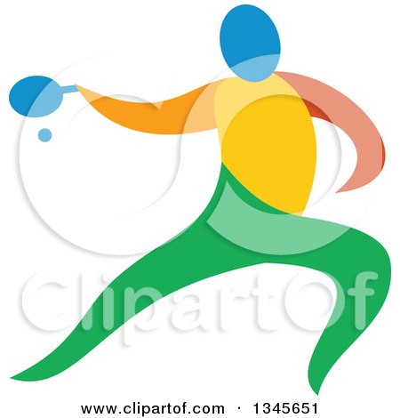 Clipart of a Colorful Athlete Playing Table Tennis - Royalty Free Vector Illustration by patrimonio