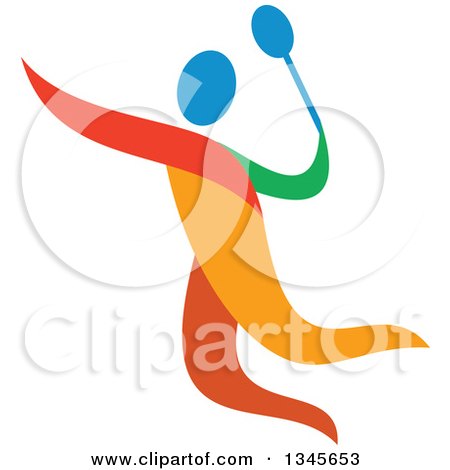 Clipart of a Colorful Athlete Badminton Player - Royalty Free Vector Illustration by patrimonio