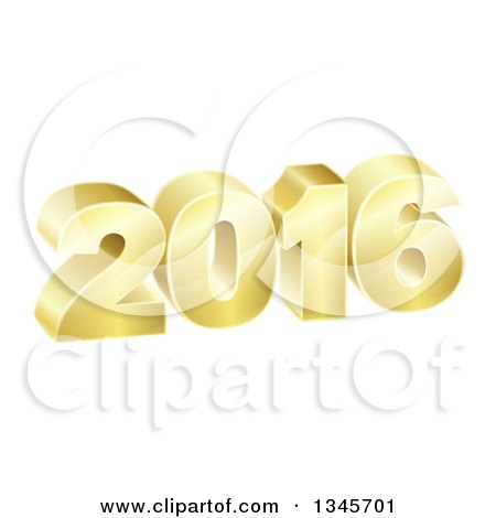 Clipart of a 3d Gold 2016 for the New Year - Royalty Free Vector Illustration by AtStockIllustration