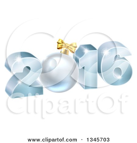 Clipart of a 3d Blue 2016 for the New Year, with a Bauble - Royalty Free Vector Illustration by AtStockIllustration