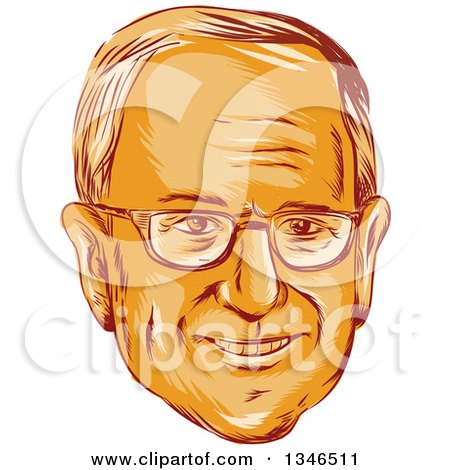 Clipart of a Retro Styled Orange Face of Bernie Sanders, Democratic 2016 Presidential Candidate - Royalty Free Vector Illustration by patrimonio