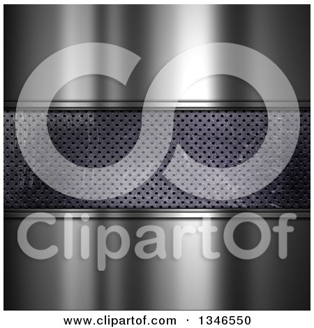 Clipart of a Background of a Perforated Metal Center with Shiny Silver - Royalty Free Illustration by KJ Pargeter