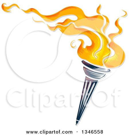 Clipart of a Flaming Torch with Text Space - Royalty Free Vector Illustration by BNP Design Studio