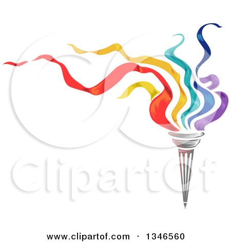 Clipart of a Torch with Colorful Flames and Text Space - Royalty Free Vector Illustration by BNP Design Studio