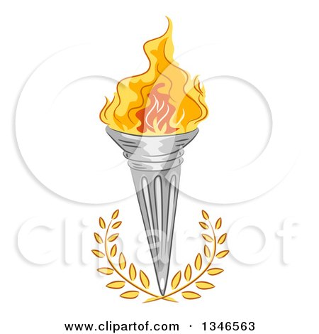 Clipart of a Flaming Torch over Laurel - Royalty Free Vector Illustration by BNP Design Studio