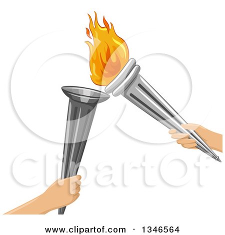 Clipart of the Lighting of a Torch - Royalty Free Vector Illustration by BNP Design Studio