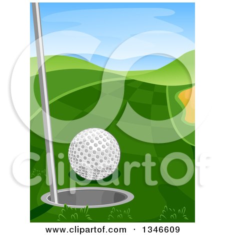 Clipart of a Golf Course with a Ball near a Hole - Royalty Free Vector Illustration by BNP Design Studio