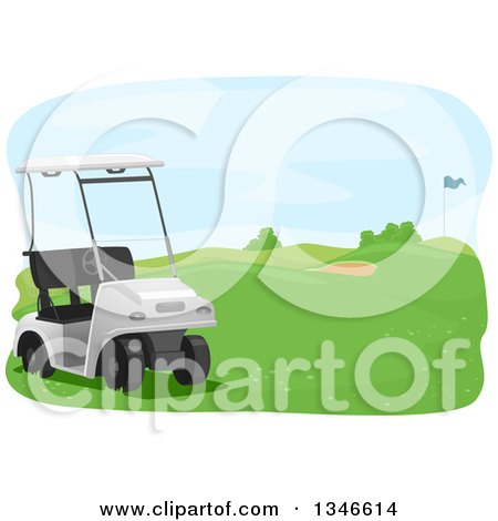 Clipart of a Golf Cart on a Course - Royalty Free Vector Illustration by BNP Design Studio