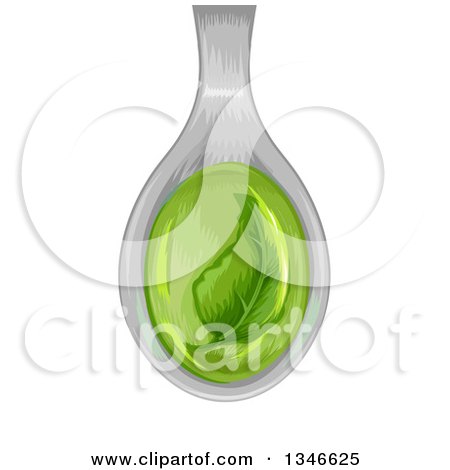 Clipart of a Green Herbal Tincture in a Spoon - Royalty Free Vector Illustration by BNP Design Studio