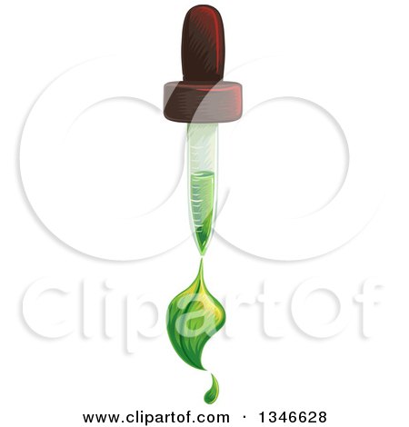 Clipart of a Medicine Dropper with a Green Leaf - Royalty Free Vector Illustration by BNP Design Studio