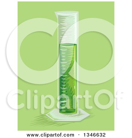 Clipart of a Graduated Cylinder with Green Liquid - Royalty Free Vector Illustration by BNP Design Studio
