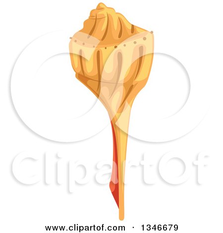 Clipart of an Orange Conch Sea Shell - Royalty Free Vector Illustration by BNP Design Studio
