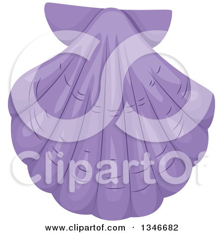 Clipart of a Purple Scallop Sea Shell - Royalty Free Vector Illustration by BNP Design Studio