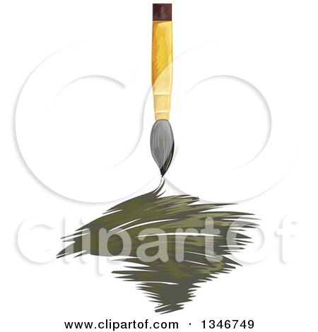 Clipart of a Paintbrush with Green Strokes - Royalty Free Vector Illustration by BNP Design Studio