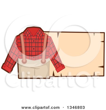 Clipart of a Plaid Lumberjack Outfit and Blank Sign - Royalty Free Vector Illustration by BNP Design Studio