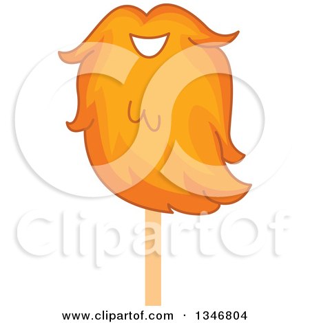 Clipart of a Ginger Lumberjack Beard on a Stick - Royalty Free Vector Illustration by BNP Design Studio