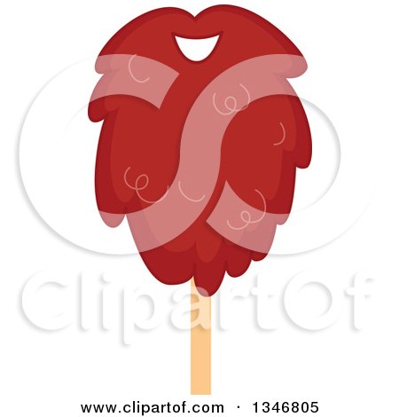 Clipart of a Red Lumberjack Beard on a Stick - Royalty Free Vector Illustration by BNP Design Studio