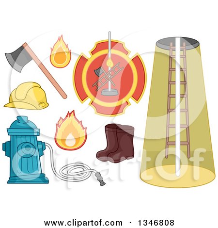 Clipart of Firefighting Items - Royalty Free Vector Illustration by BNP Design Studio