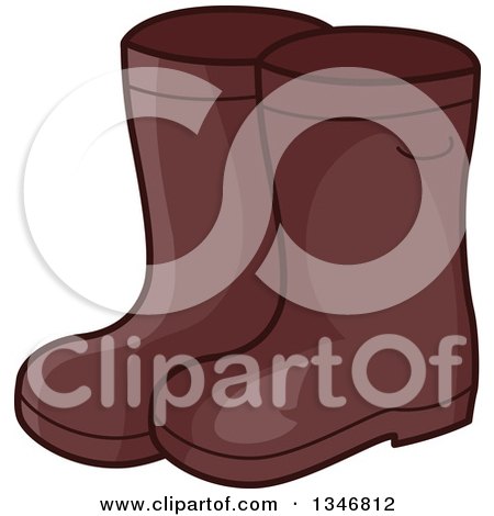 Clipart of a Brown Fire Fighter Boots - Royalty Free Vector Illustration by BNP Design Studio