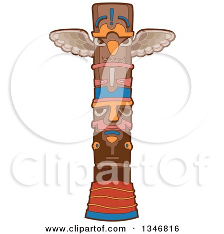 Clipart of a Native American Indian Totem Pole - Royalty Free Vector Illustration by BNP Design Studio