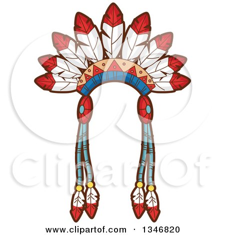 Clipart of a Native American Indian Headdress - Royalty Free Vector Illustration by BNP Design Studio